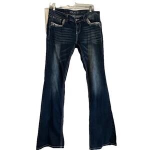 Grace In LA Jeans, Women's Size 30, Denim, Bootcut, Beads Pockets Distressed